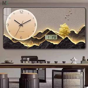 Superior Sense - <span class=keywords><strong>Pintura</strong></span> Decorativa de <span class=keywords><strong>Paisaje</strong></span> de Restaurante Chino, <span class=keywords><strong>Pintura</strong></span> Decorativa para Decoración del Hogar, Reloj de Pared con Calendario Perpetuo - Product Image 5