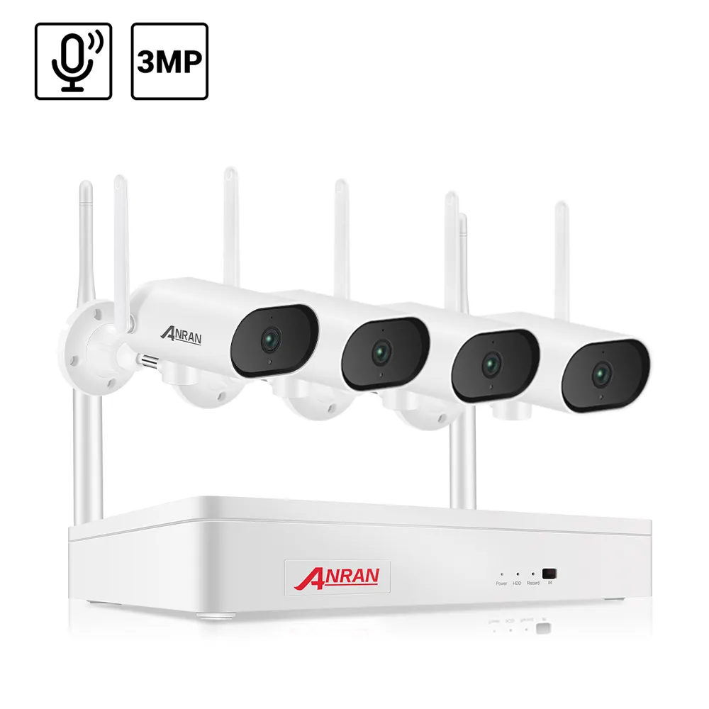 Sistema de vigilância residencial, ANRAN 3mp ptz sem fio nvr kit 1080p wi-fi residencial externo dois sentidos áudio segurança cctv sistema