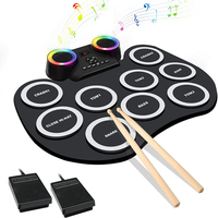 Hot Sale Digital Musical Instrument Kids Great Holiday Birthday Gift Dual Speakers 9 Pads Electronic Drum Set Roll-up Drum Pad