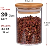 Bocaux à épices en verre 2.5oz, avec couvercles transparents en bambou, étiquettes et stylo 2.5oz, Mini récipients de stockage des aliments, pour la poêle