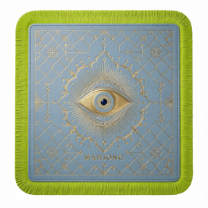 Luxuriöse Leder-Mahjong-Matte mit Quastenrand Mystisches Böses Auge Spieltischmatte Rutschfeste Spieloberfläche - Product Image 1