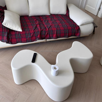 Table basse convertible moderne de luxe avec design ondulé, en bois écologique, pour petits espaces de salon
