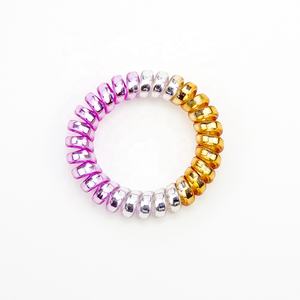 थोक धातु सरल बाल coils बाल सर्पिल बाल टाई टेलीफोन तार उच्च लोचदार नीयन रंग रबर बैंड - Product Image 4