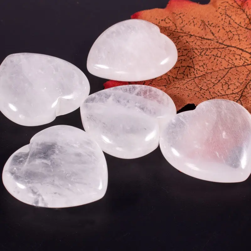 Натуральные чистые кварцевые кристаллы, 30 мм, Исцеляющие камни в форме сердца, украшение в виде сердца charka для домашнего декора, подарок