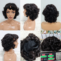 Promotion Letsfly : Perruques à ondulations lâches fabriquées à la machine avec frange, 12 pouces, 100% cheveux humains naturels, vente en gros, perruques colorées avec frange, densité 200%