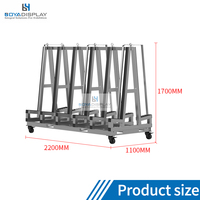 Chariot de présentation mobile robuste à double face en forme de A pour dalles de pierre, chariot de présentation roulant en acier pour marbre, granit, quartz et carrelage