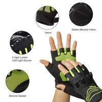 Gants d'été unisexe LED OEM Gants respirants en lycra pour le cyclisme et la pêche avec lumière clignotante pour l'équitation de nuit Taille XXL