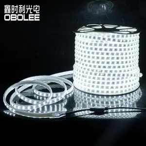 Oem 5050 2835 5630 Smd tahan air Ac 220v Strip lampu Led 60Led/m 120Led/m 180leds/m lampu Strip Led inti ganda