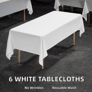 White Rectangle Tablecloths 60 X 102 Inches Handmade Reusable Machine Washable Wedding Party Banquet Covers - Product Image 2