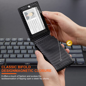 <b>Men's</b> Carbon Fiber <b>Wallet</b> <b>RFID</b> Blocking Automatic Card Holder Business Style Minimalist Design - Product Image 4
