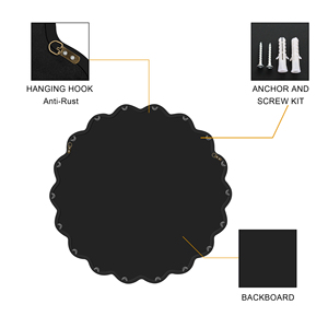 Specchio Ondulato in Legno Massello Nero 36x36, Decorazione Moderna da Parete per Camera da Letto, Bagno, Soggiorno - Product Image 4