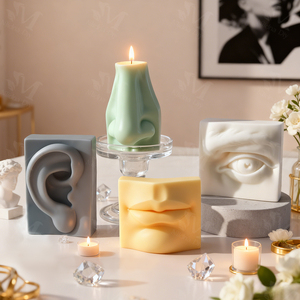 Velas Aromáticas Artísticas Hechas a Mano <span class=keywords><strong>con</strong></span> Forma <span class=keywords><strong>de</strong></span> Cara Humana, Boca y Labios, Cera <span class=keywords><strong>de</strong></span> Soya Ecológica, Nariz, Ojos y Orejas en 3D, <span class=keywords><strong>Vela</strong></span> <span class=keywords><strong>de</strong></span> Aromaterapia N-042 - Product Image 1