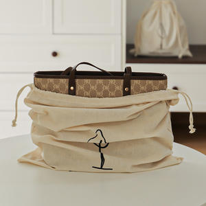 Sac à cordon en coton pur Cotton Road, sac de voyage, sac de rangement anti-poussière, multifonctionnel, recyclable, design simple - Product Image 3