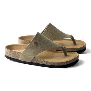 Lover per tutti gli usi in pelle di mucca <span class=keywords><strong>sandali</strong></span> piatti in sughero <span class=keywords><strong>con</strong></span> fettuccia regolabile pantofole infradito da spiaggia - Product Image 5