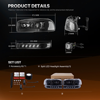 Feux avant à LED 45W pour GMC Sierra 1500 2500 HD 3500 et GMC Yukon XL (1999-2007) - Clignotants, feux de position et feux latéraux clairs