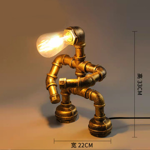 Nuevo diseño de metal estilo artístico <span class=keywords><strong>Industrial</strong></span> pintado Vintage <span class=keywords><strong>Industrial</strong></span> Rust Steampunk Pipe lámpara de <span class=keywords><strong>mesa</strong></span> de escritorio - Product Image 2