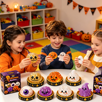 Ensemble de jouets à presser en maltose personnalisés pour Halloween, comprenant des jouets extensibles en gelée (citrouille, fantôme, œil), jouets anti-stress et objets fantaisie pour fêtes