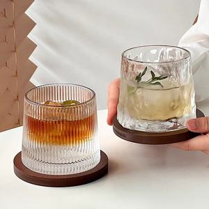 Vaso de <span class=keywords><strong>whisky</strong></span> de lujo con base pesada y rayas en relieve, posavasos de madera personalizado para bar, vasos para agua y <span class=keywords><strong>whisky</strong></span> - Product Image 2