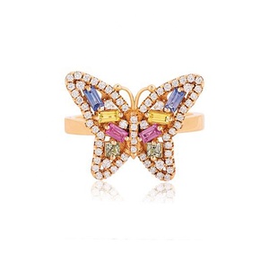 Promotion New Design Pastel Colorful CZ Butterfly Necklace <strong>Ring</strong> <strong>Set</strong> <strong>Gold</strong> Plated Lovely Animal Fashion Jewelry <strong>Set</strong> - Product Image 2