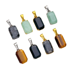 Colgante de Aventurina Impermeable para Hombre, Oro 18K, Plata, Jade Natural, Spectrolita, Colgantes de Moda con Diseño de Vacío - Product Image 3