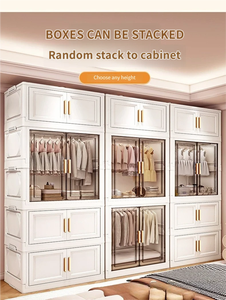<span class=keywords><strong>Armadio</strong></span> Pieghevole di Lusso in Stile Minimalista, Multi-livello in Plastica <span class=keywords><strong>con</strong></span> Porte Trasparenti per Camera da Letto, Montaggio Richiesto - Product Image 5