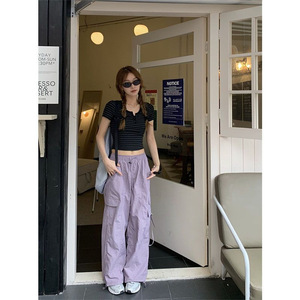 <span class=keywords><strong>Pantalon</strong></span> <span class=keywords><strong>cargo</strong></span> pour <span class=keywords><strong>femme</strong></span> de haute qualité, avec cordon de serrage, grandes poches, coupe droite, <span class=keywords><strong>pantalon</strong></span> ample d'été, <span class=keywords><strong>pantalon</strong></span> jogger à jambes larges, <span class=keywords><strong>pantalon</strong></span> en denim énergétique - Product Image 3