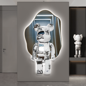 Modern Art Deco Bear Wall Art Painting <strong>Canvas</strong> Still Life with LED <strong>Lights</strong> for Living Room Decor - Product Image 2