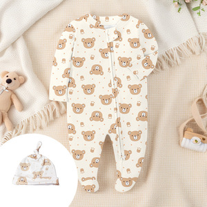 Tutina per Neonati con Doppia Cerniera 2026, in Poliestere con Motivo Orso, Maniche Lunghe, Sottile, per Primavera e Autunno - Product Image 6