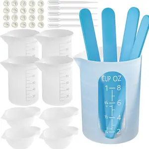 Juego de tazas medidoras de silicona y Palo agitador, tazas mezcladoras de 250ml y 100ml, fundición, colado, moldes de resina, Kit de herramientas