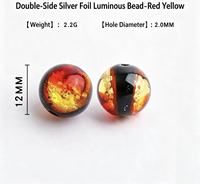 LONGXIN - Cuentas Sueltas Redondas de Vidrio Luminosas con Lámina Plateada de Doble Cara de 14 mm y Orificio de 2 mm para Fabricación de Joyería DIY, Venta al por Mayor