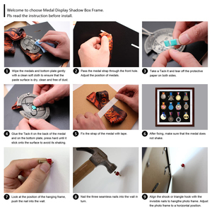 16x16 inch UV bảo vệ 3D 12 huy chương Pin huy hiệu gỗ rắn hiển thị hộp bóng trường hợp khung lưu trữ cho quân đội Marathon người chiến thắng - Product Image 6