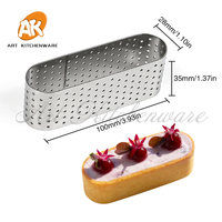 AK H2cm 3.5cm Rond Ovale Plus Haut En Acier Inoxydable Perforé Tarte Française Anneau Moule Mousse Gâteau Anneau Pâtisserie Four Outil De Cuisson Boulangerie