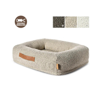 Lit pour chien rond en tissu bouclé, personnalisable en usine, écologique, mignon, solide, antidérapant, orthopédique, avec housse lavable