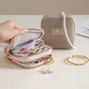 Japanese Korean Style Women Jewelry Bag 11x11x4cm Soft Flannel Clutch Storage For Bracelet Gift Use - Product Image 3