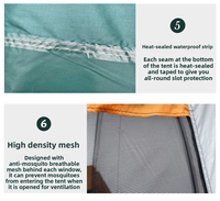 Carpa Compacta de Glamping Resistente con Revestimiento Plateado de Oxford, Protección UV, Cobertura Total, 2 Habitaciones, 1 Salón, Ventanas de Rejilla para las Cuatro Estaciones