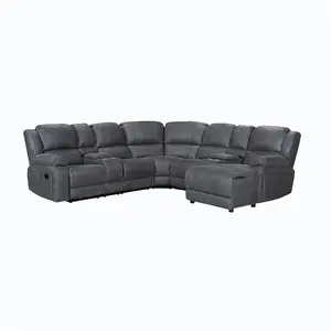 Comfortable Suede leather Fabric recliner Round Corner Sectional Sofa with recliner