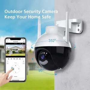 Câmera de proteção de segurança 2K 4K 8MP PTZ IP 5xZoom com detecção humana, vídeo de vigilância, WiFi, visão noturna colorida para uso ao ar livre