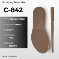 Sandal Wanita Jin Hoong Ringan Tahan Lama Anti-Selip PVC Tebal 15mm C-842 Sol Coklat Tahan Air Dari Malaysia