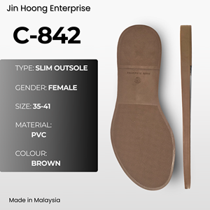 รองเท้าแตะกันน้ำพื้น PVC รุ่น C-842 สีน้ำตาล น้ำหนักเบา ทนทาน กันลื่น สำหรับผู้หญิง ยี่ห้อ Jin Hoong - Product Image 1