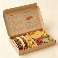Boîte à emporter en papier kraft écologique personnalisée, résistante à la graisse, emballage alimentaire compostable, boîtes à sauce en papier avec compartiments