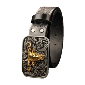 Multi-Designs Femmes Western Horse Cowboy <span class=keywords><strong>Ceinture</strong></span> en cuir PU Hommes Floral Gravé Bull Buckle Belts - Product Image 2