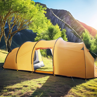 Tente familiale dôme spacieuse 4 personnes, double couche en toile, poteaux en fibre de verre, pour glamping et camping extérieur, tunnel pour enfants, toutes saisons