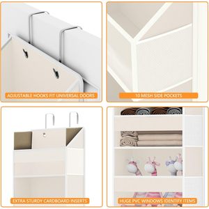 Organisateur de porte 33x15x85cm avec 5 poches et 10 compartiments en filet pour le rangement de la salle de bain et de la chambre - Product Image 4