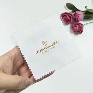 Good quality gold foil print jewelry polishing cloth small white cleaning clothing for jewelry