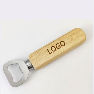 Abridores de Botellas de Cerveza de Madera Personalizados al por Mayor con Logotipo Láser en la Mango de Madera, Abridores de Botellas Portátiles de Acero Inoxidable para Bartenders - Product Image 1