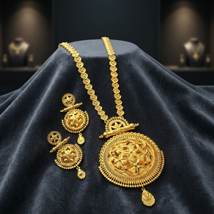 Wholesale Brass 14K 18K 24K Micro Gold Plated <b>Long</b> <b>Necklaces</b> Set Fashion Jewelry Traditional Floral Design Wedding Jewelry Set - Product Image 2