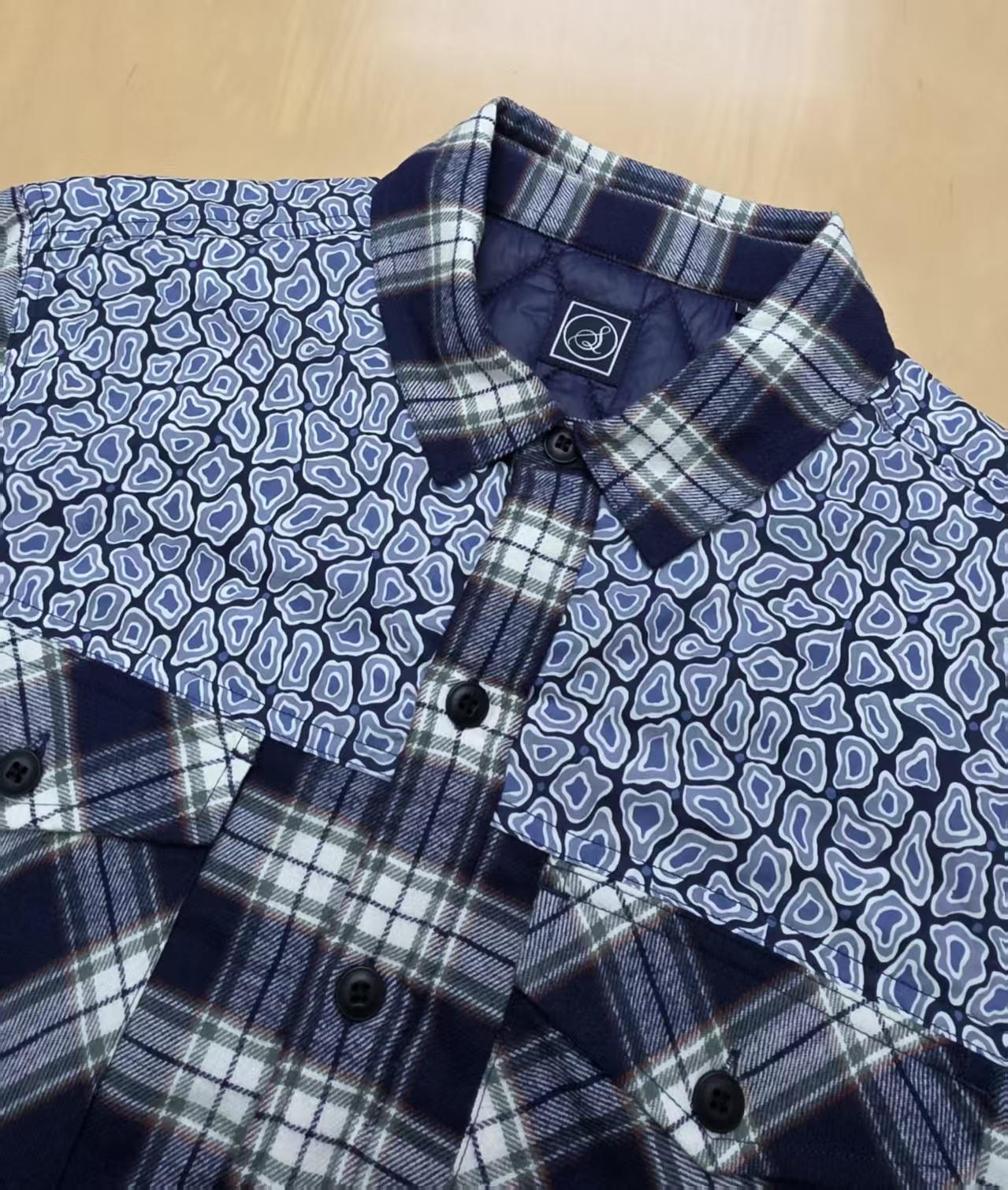 WHITE/NAVY BIG PLAID