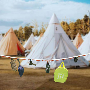 Cross Border Outdoor Camping Clothesline 6.6M Adjustable Multifunctional Hanging Rope Hook Type Khaki Color - Product Image 2