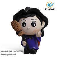 Statue de sorcière d'Halloween KW mignonne, durable, non toxique, imperméable, en résine, avec logo personnalisable, décoration de jardin intérieure/extérieure