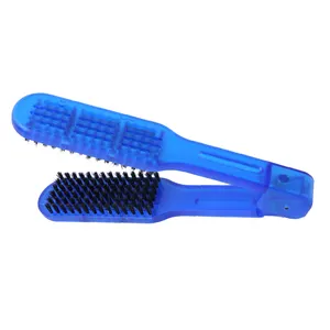 Transparent Blue Heat Straight Ceramic Brushes Double Sided Boar Bristles Brush Salon Comb